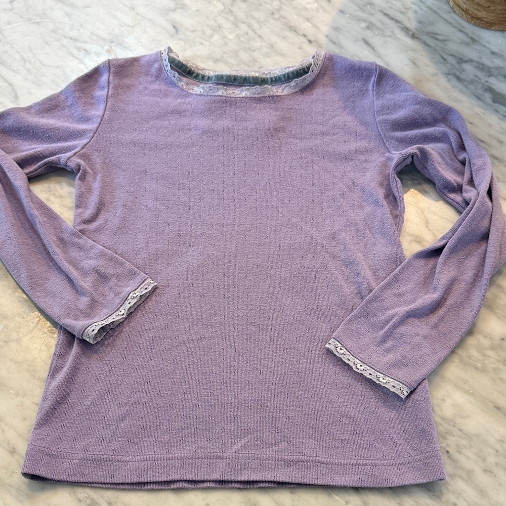 Boden Lilac Lace-Trimmed tee